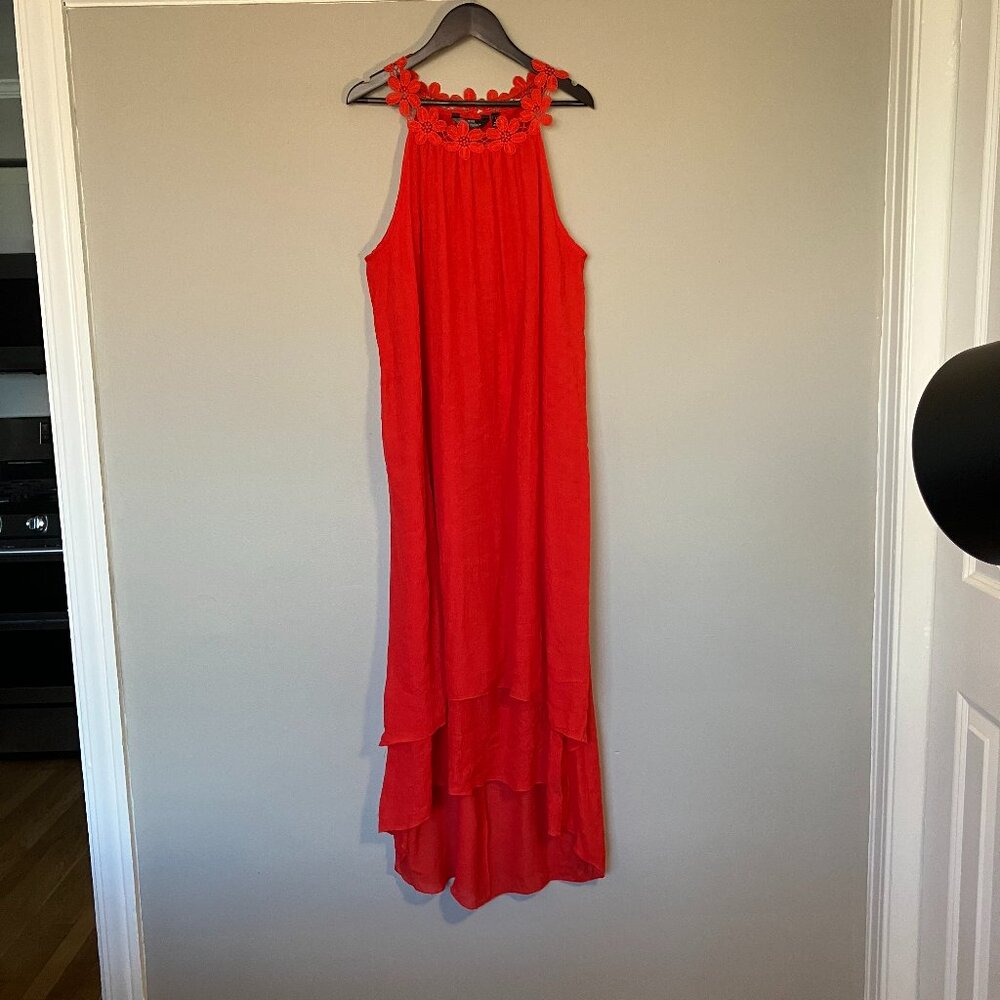 Red high neck sundress with hi-lo hem - Size L